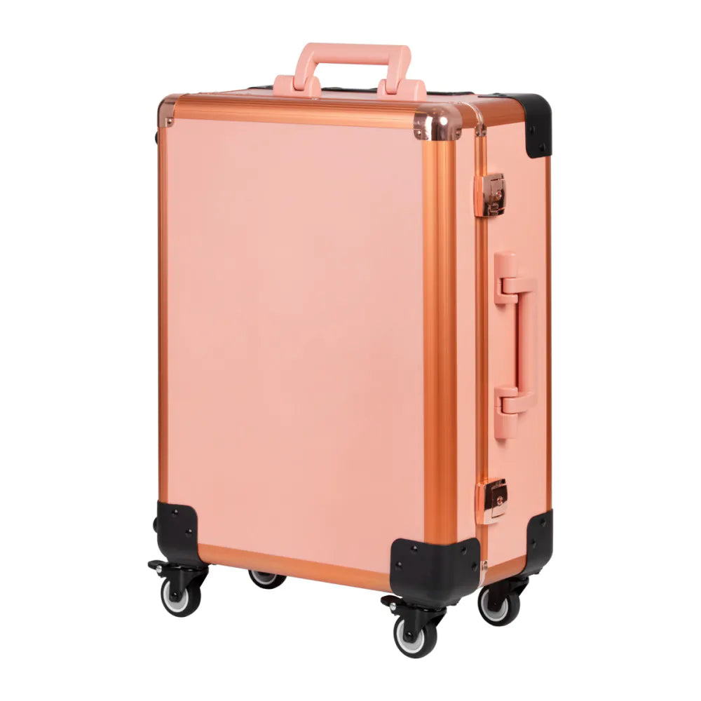 MALETA PROFISSIONAL MAKE-UP/ESTÉTICA COM RODINHAS OURO ROSÉ