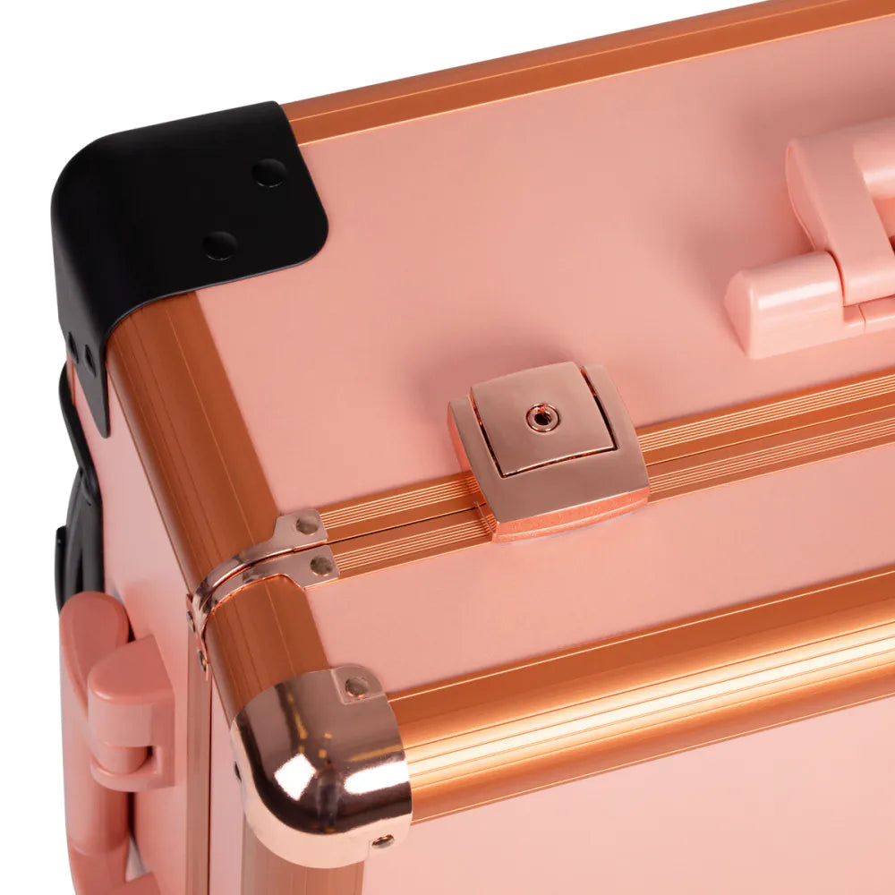 MALETA PROFISSIONAL MAKE-UP/ESTÉTICA COM RODINHAS OURO ROSÉ