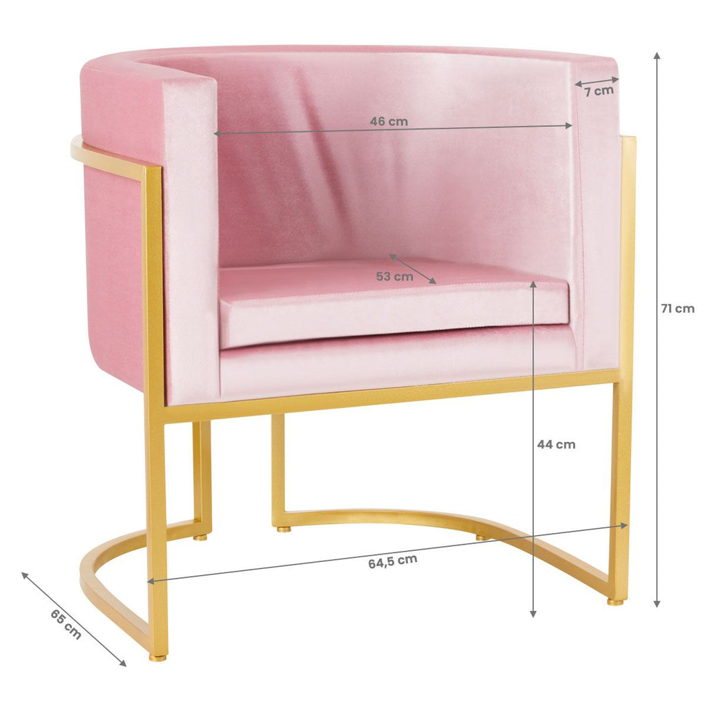 POLTRONA VELUDO OURO/ROSA