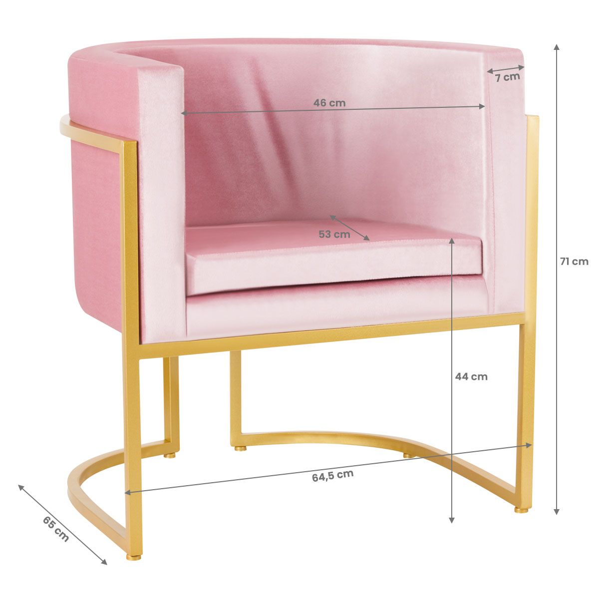 POLTRONA VELUDO OURO/ROSA