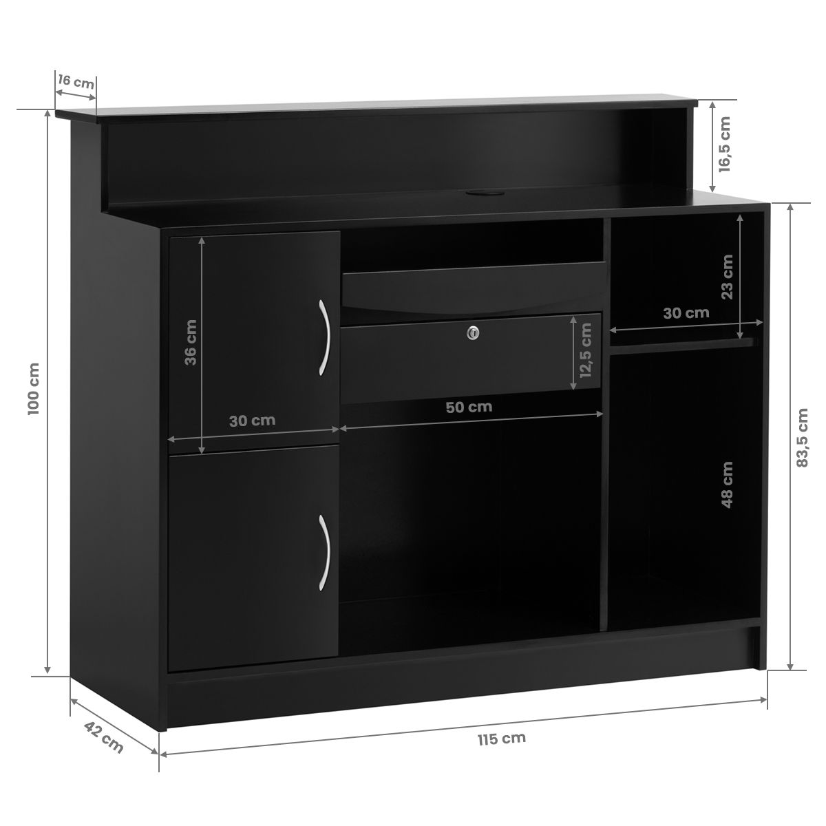 BALCÃO RECEPÇÃO G26G PRETO GABBIANO
