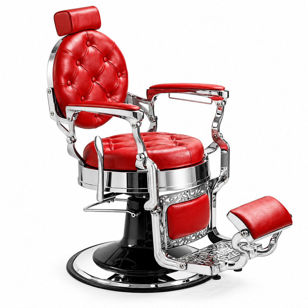 CADEIRA DE BARBEIRO MACK SILVER -  RED