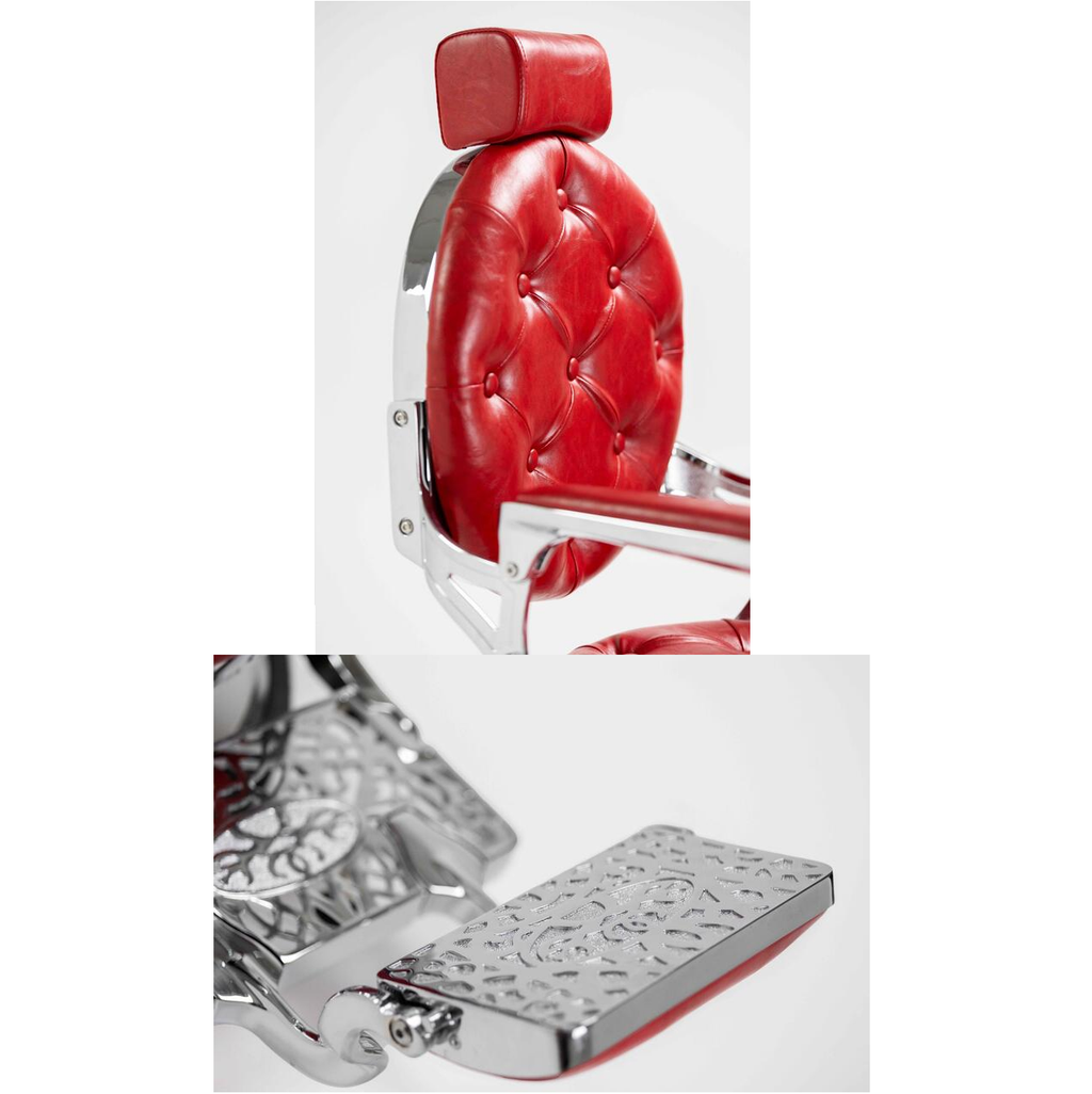 CADEIRA DE BARBEIRO MACK SILVER -  RED