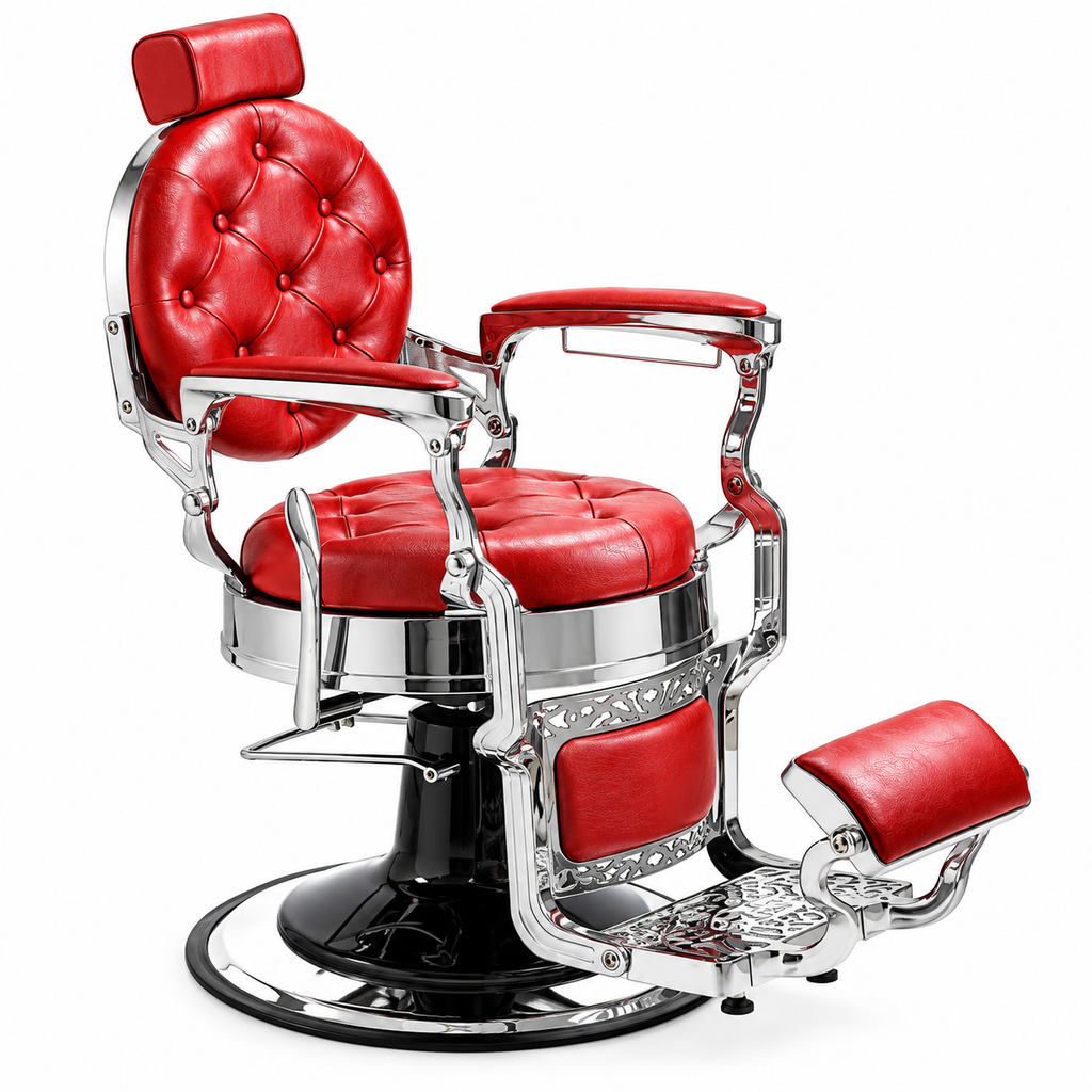 CADEIRA DE BARBEIRO MACK SILVER -  RED