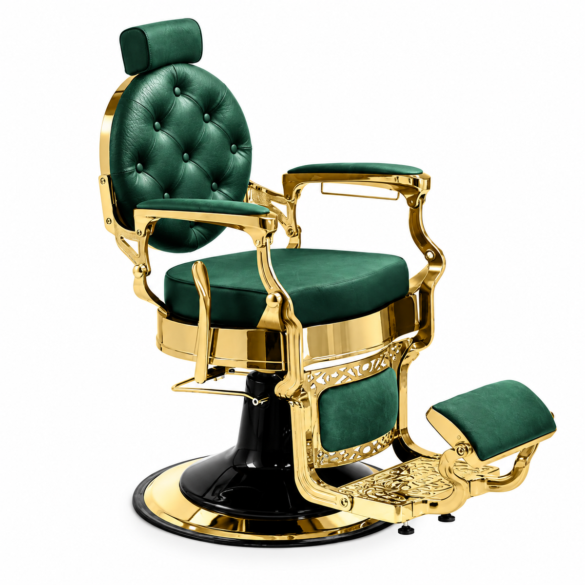 CADEIRA DE BARBEIRO MAE GOLD GREEN