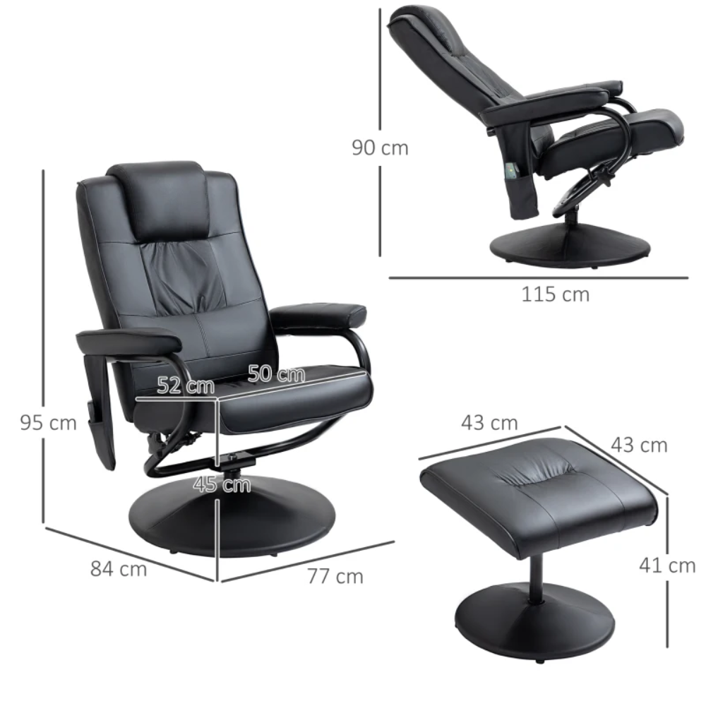 POLTRONA DE MASSAGEM ELÉTRICA COM APOIO PARA PERNAS