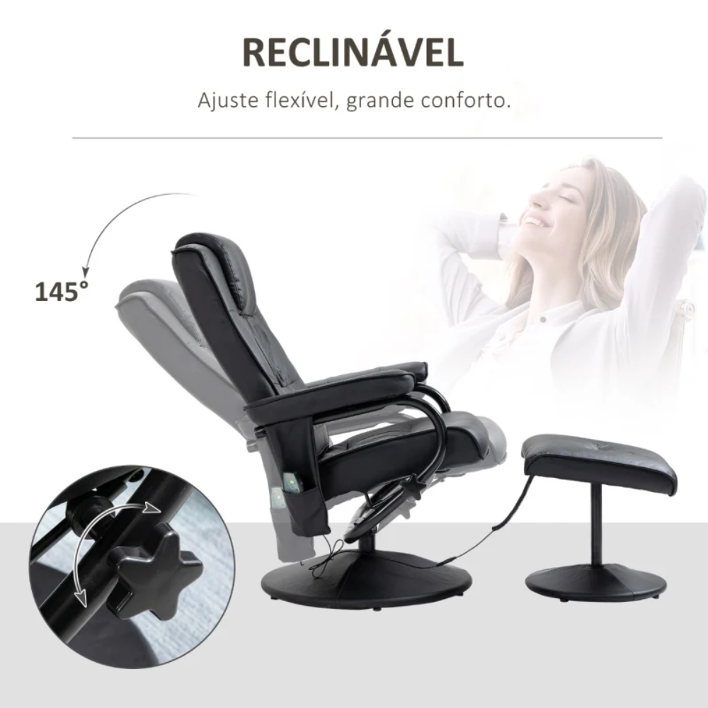 POLTRONA DE MASSAGEM ELÉTRICA COM APOIO PARA PERNAS