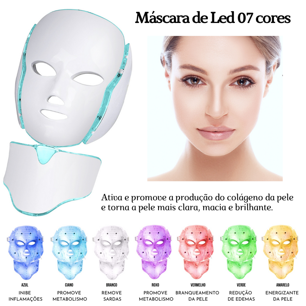 MÁSCARA FACIAL LED PARA ROSTO E PESCOÇO
