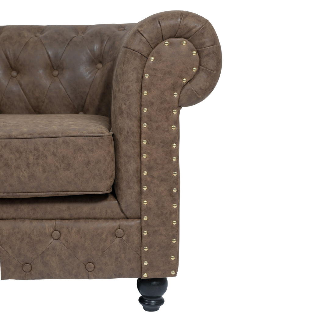SOFÁ DE ESPERA CHESTERFIELD BROWN