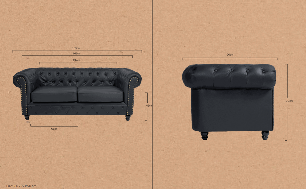 SOFÁ DE ESPERA CHESTERFIELD BLACK