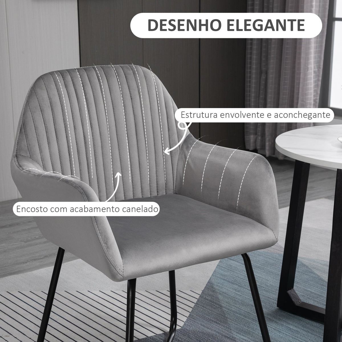 CADEIRA VELUDO COM ASSENTO ACOLCHOADO BASE METÁLICA CRUZADA