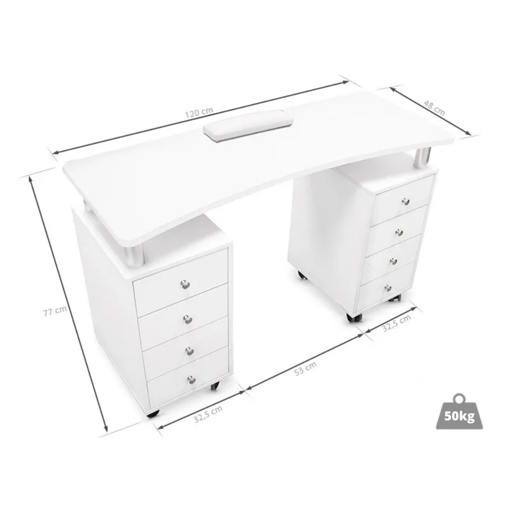 MESA MANICURE DISTAL COM 8 GAVETAS + ASPIRADOR